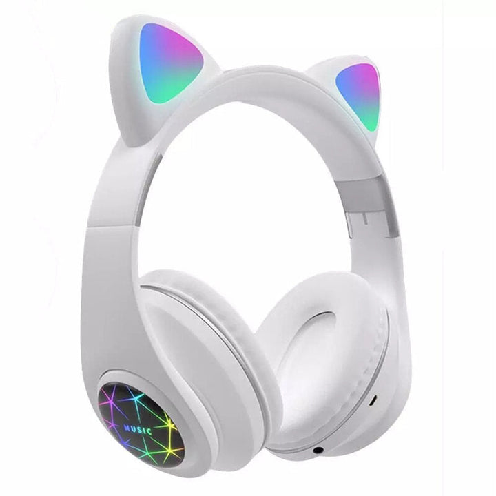 Cut Cat Ear Headphones Wireless bluetooth 5.0 TF Card AUX-In Luminous Foldable Head-Mounted Headsetwith Mic Image 9