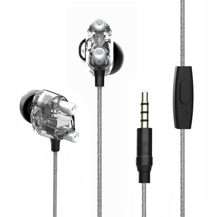 Dual Dynamic Driver Graphene Earphone 3.5mm Wired Control In-ear Heavy Bass Stereo Earbuds Headphone with Mic Image 1