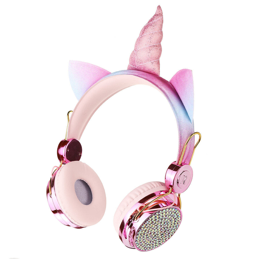 Cute Unicorn bluetooth 5.0 Over-Ear Headphones Wireless Kids Cartoon Stereo Headset Earphone Built-in Microphone Image 12