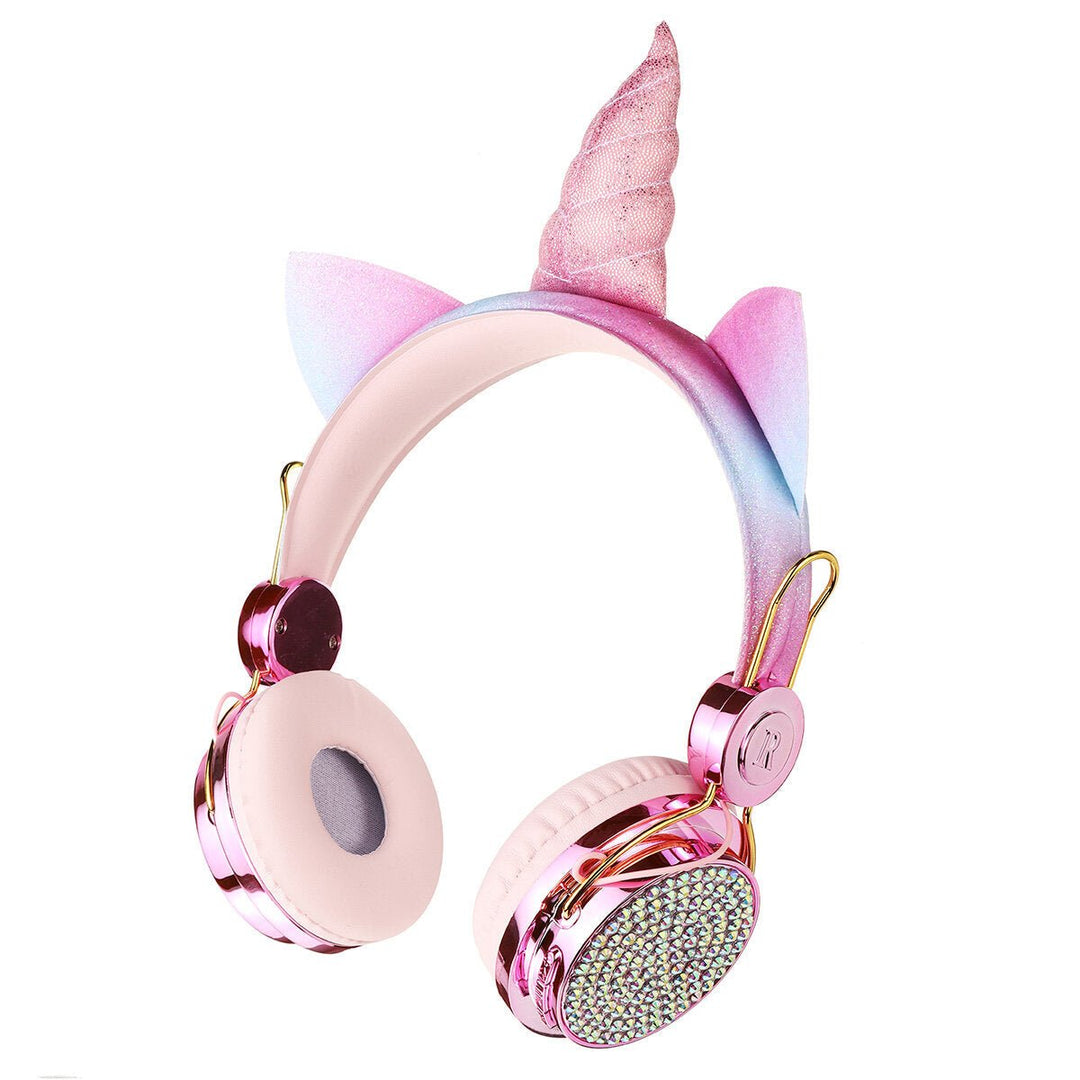 Cute Unicorn bluetooth 5.0 Over-Ear Headphones Wireless Kids Cartoon Stereo Headset Earphone Built-in Microphone Image 1