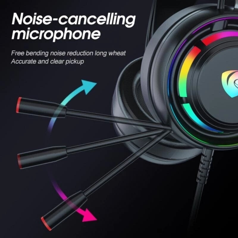Gaming Headset 7.1 Surround Sound With RGB Light Noise Cancelling Mic Gaming Headphone Wired Headset Image 3