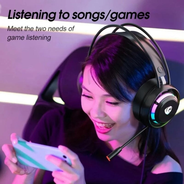 Gaming Headset 7.1 Surround Sound With RGB Light Noise Cancelling Mic Gaming Headphone Wired Headset Image 6