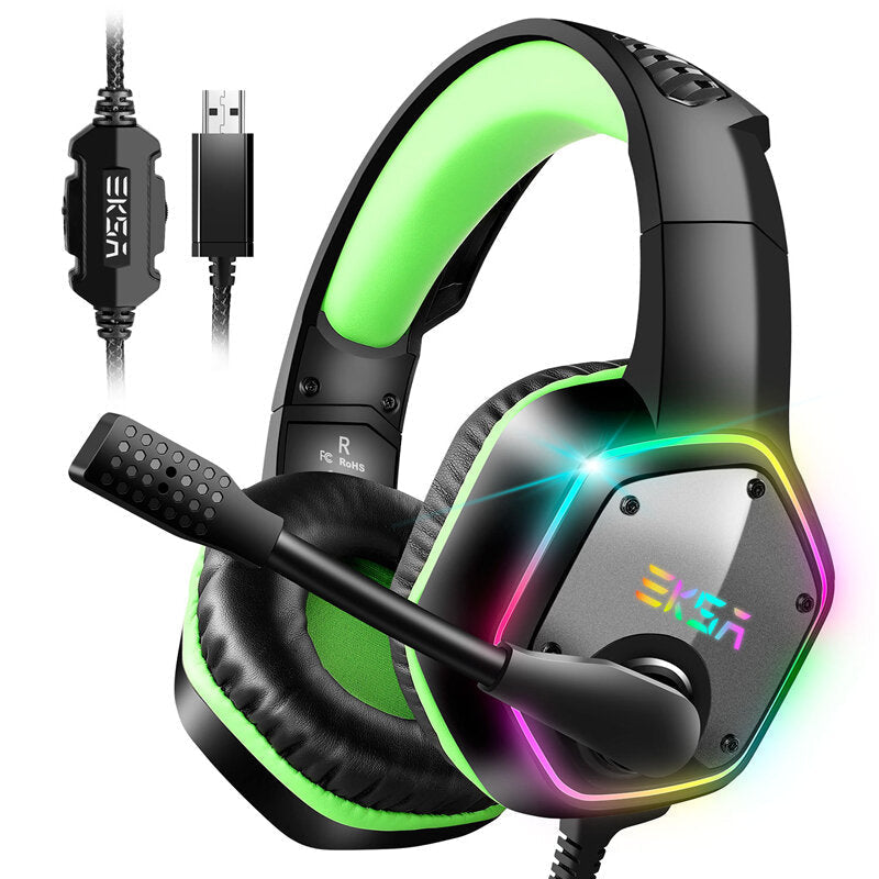 Gaming Headphone 7.1 Virtual Surround RGB Light USB Professional Gaming Headset with Noise Cancelling Mic for PC Laptop Image 2