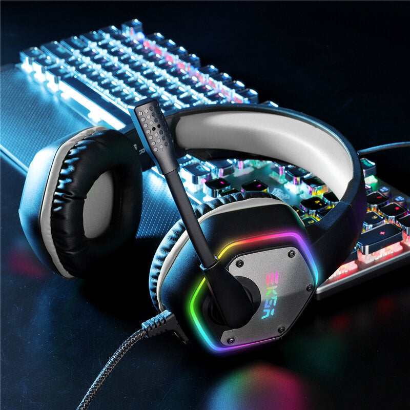 Gaming Headphone 7.1 Virtual Surround RGB Light USB Professional Gaming Headset with Noise Cancelling Mic for PC Laptop Image 6