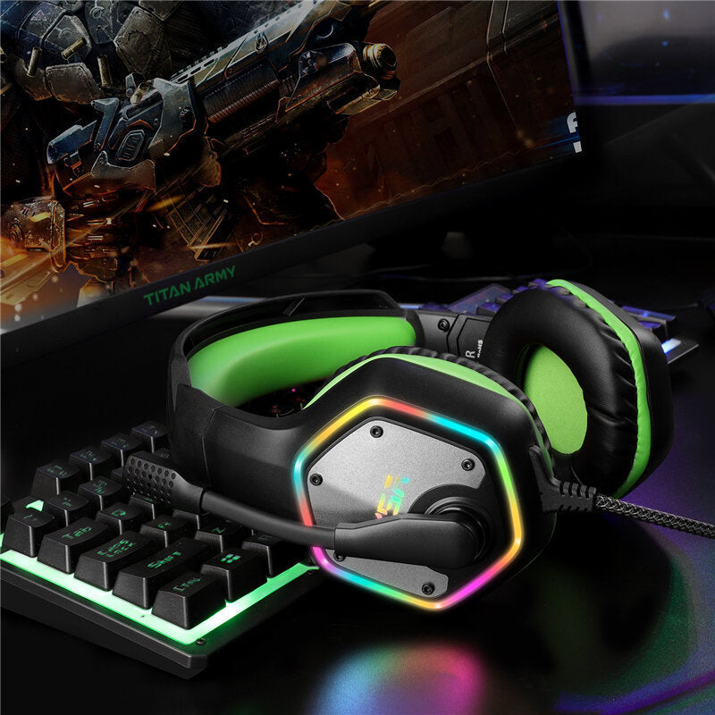 Gaming Headphone 7.1 Virtual Surround RGB Light USB Professional Gaming Headset with Noise Cancelling Mic for PC Laptop Image 8