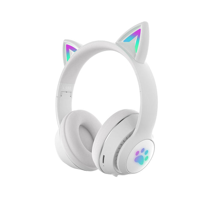 LED Glowing Cat Ears Earphone Wireless Foldable Headphones HiFi Stereo bluetooth With HD Microphone Image 1
