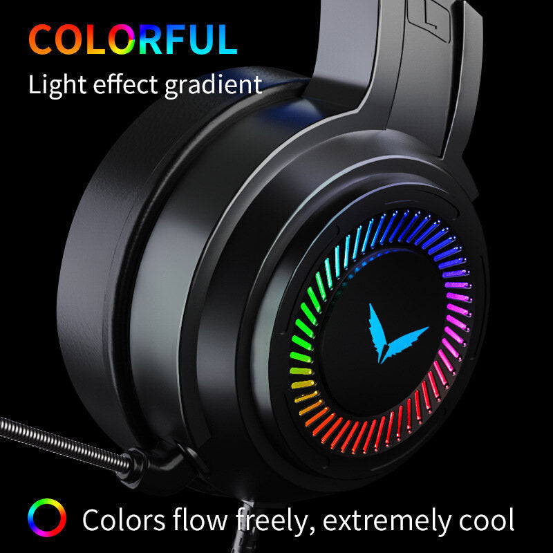 Gaming Headsets Gamer Headphones Surround Sound Stereo Wired Earphones USB Microphone Colourful Light PC Laptop Game Image 4