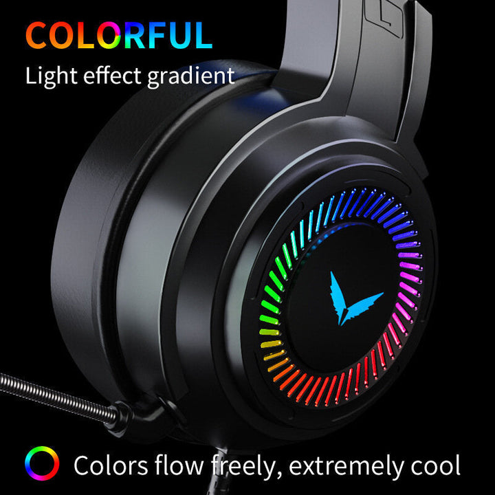 Gaming Headsets Gamer Headphones Surround Sound Stereo Wired Earphones USB Microphone Colourful Light PC Laptop Game Image 4