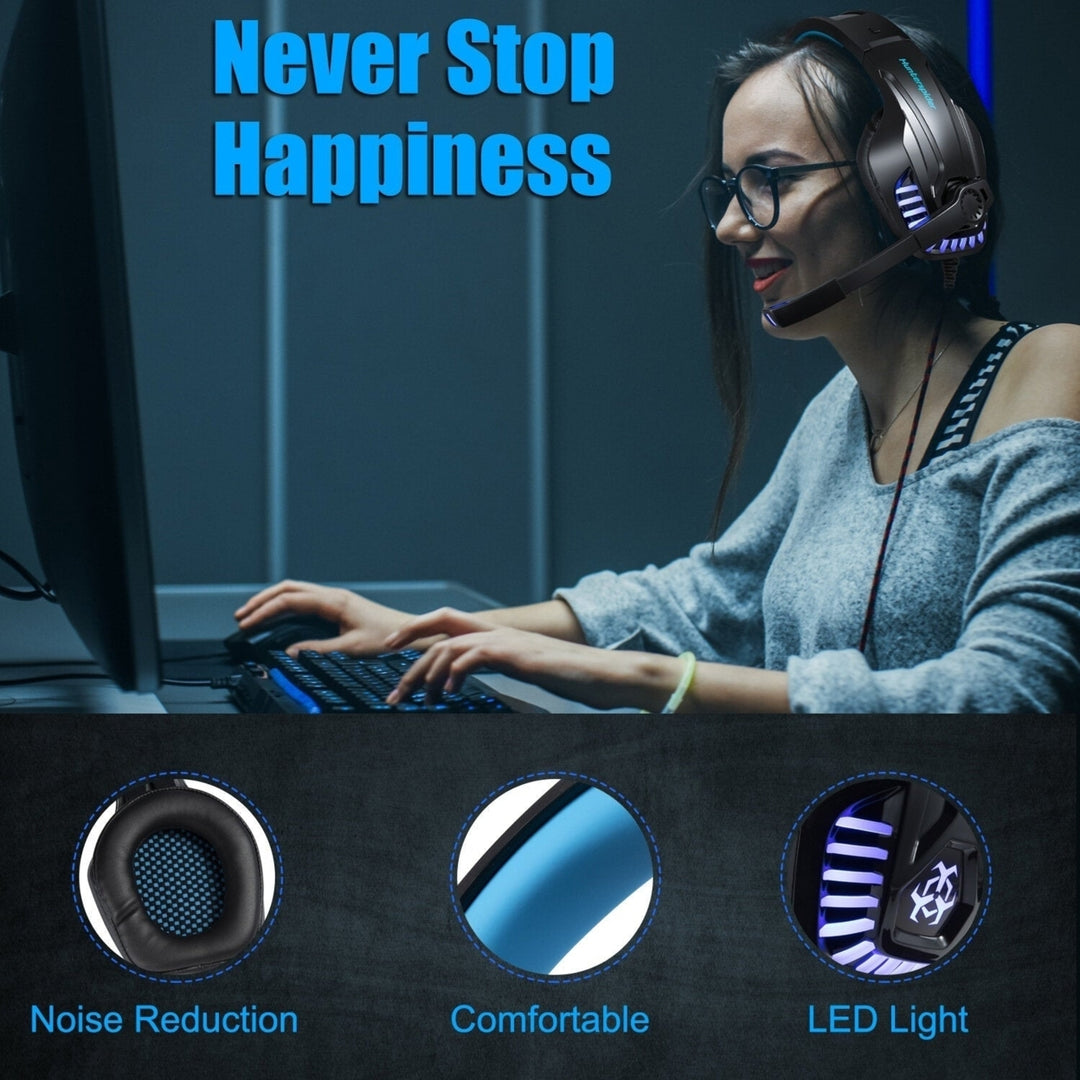 Gaming Headset Computer Headphone LED Luminous Headset Surround Sound Bass RGB Game With Microphone Image 4