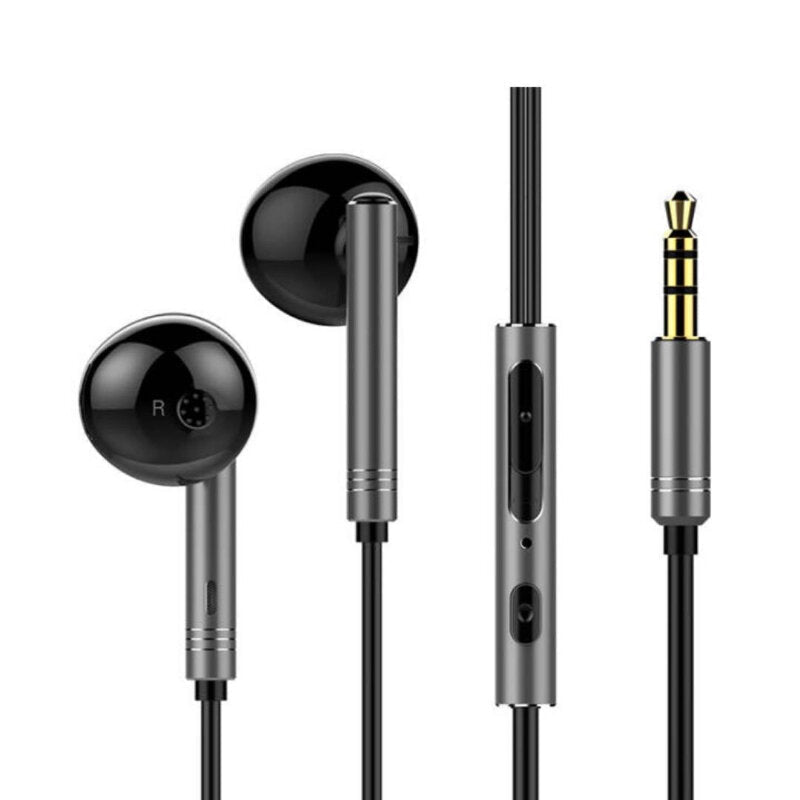 HD Sound Noise Reduction Half in-Ear 3.5mm Wired Control Stereo Earphones Headphone With Mic Image 4