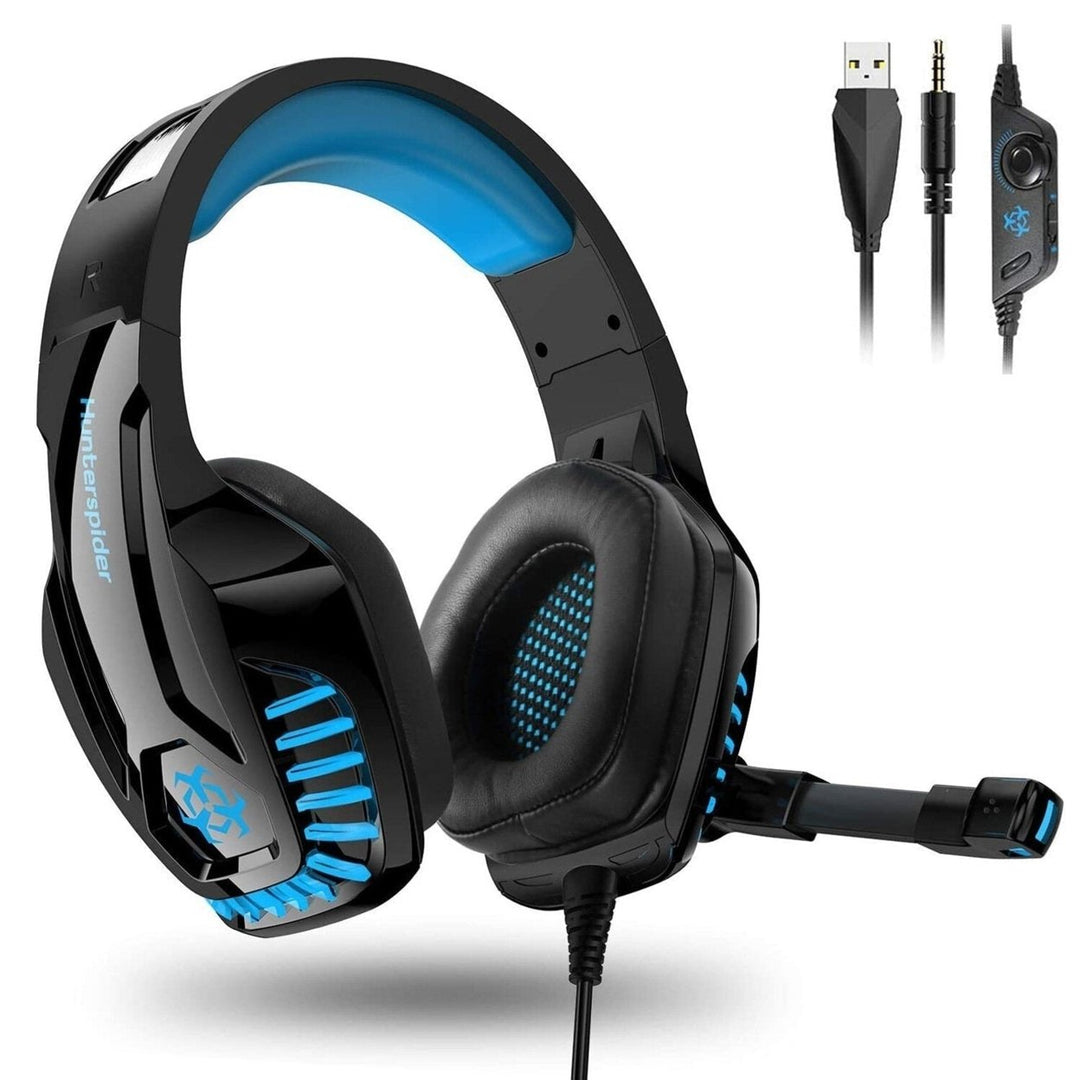 Gaming Headset Computer Headphone LED Luminous Headset Surround Sound Bass RGB Game With Microphone Image 1