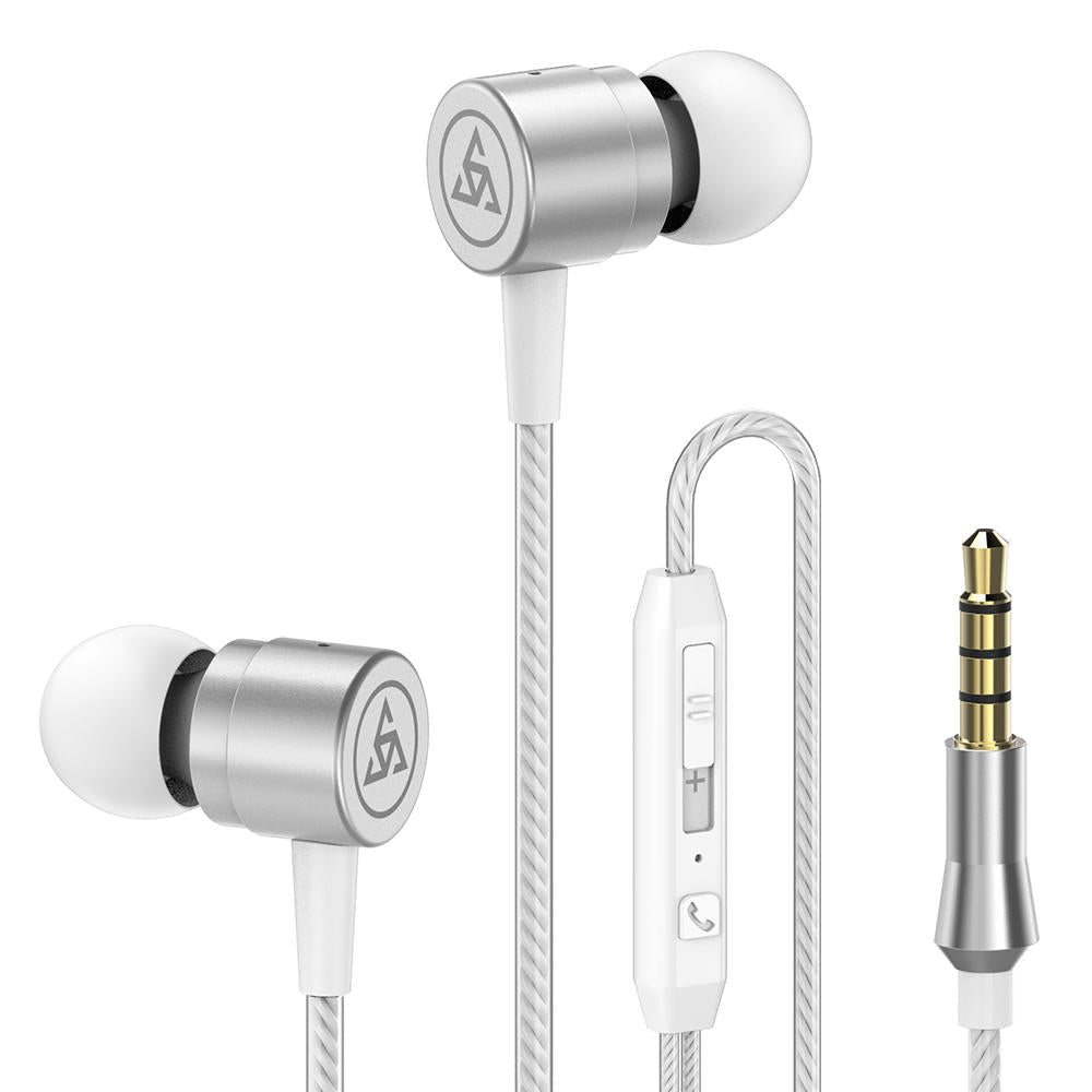 Stereo Bass Sport Earphone Volume Control Metal In-ear Headphone with Mic Image 1