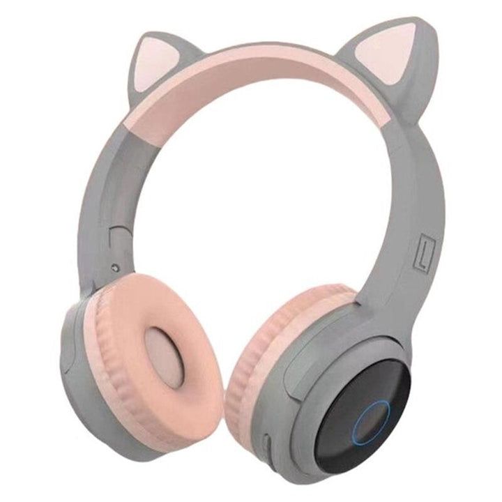 Wireless bluetooth Headphones Stereo TF Card Aux-In Luminous Cute Cat Ear Head-Mounted Headset with Mic Image 9