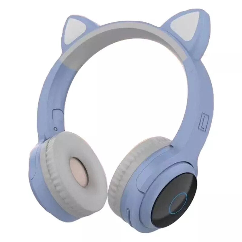 Wireless bluetooth Headphones Stereo TF Card Aux-In Luminous Cute Cat Ear Head-Mounted Headset with Mic Image 10