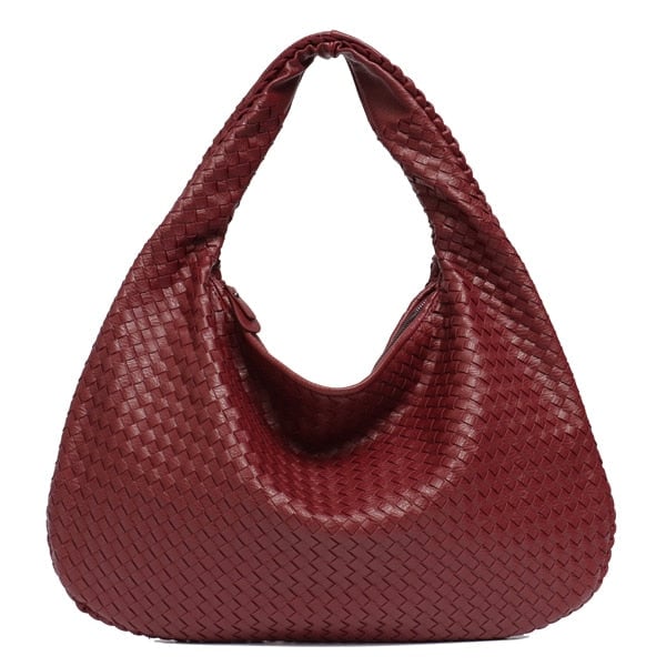 Leather Hobo Bag Handmade Woven Casual Female Handbag Big Capacity Patchwork Zipper Women Shoulder Bags Image 1