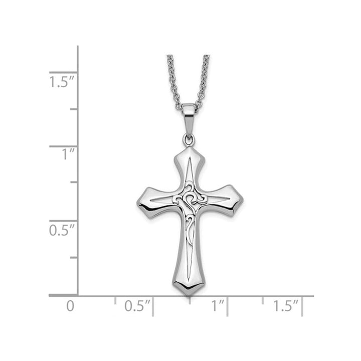 Abide In Him Cross Pendant Necklace in Sterling Silver with Chain Image 3