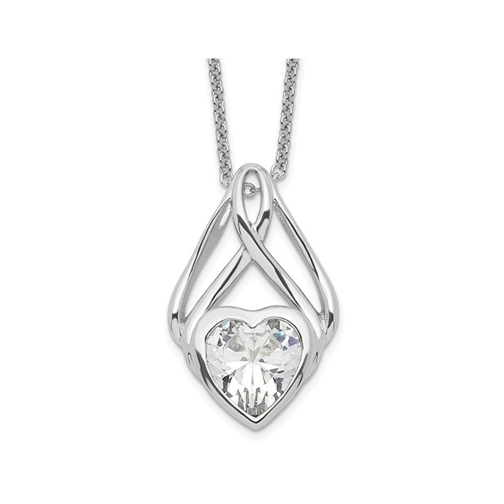 Wrapped Around My Heart Pendant Necklace in Sterling Silver with Synthetic Cubic Zirconia (CZ) Image 1