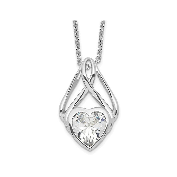 Wrapped Around My Heart Pendant Necklace in Sterling Silver with Synthetic Cubic Zirconia (CZ) Image 1