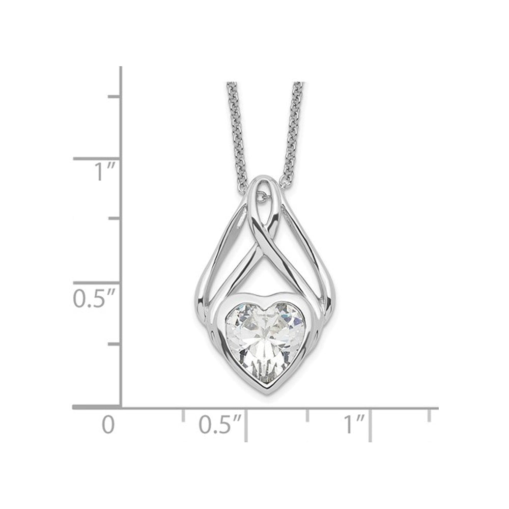 Wrapped Around My Heart Pendant Necklace in Sterling Silver with Synthetic Cubic Zirconia (CZ) Image 4