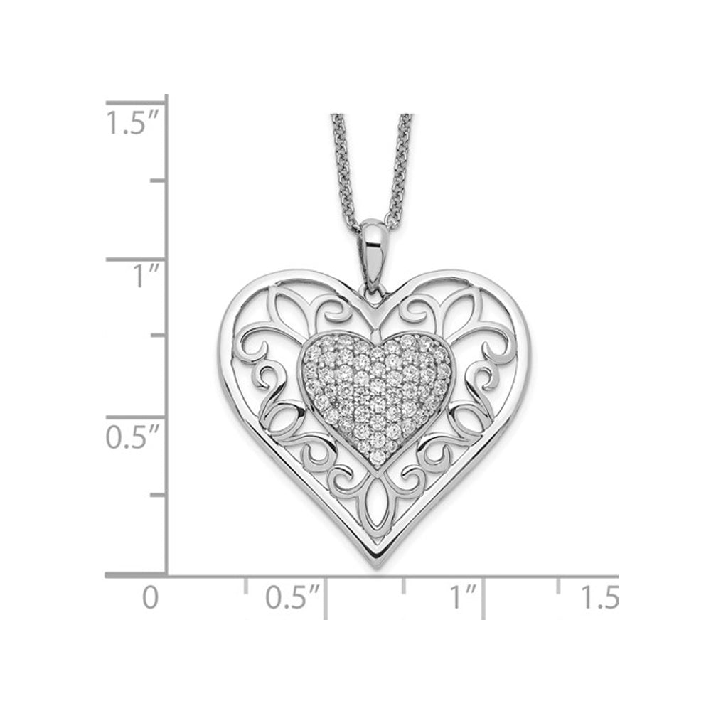 To My Daughter Heart Pendant Necklace in Sterling Silver with Synthetic Cubic Zirconia (CZ)s Image 4