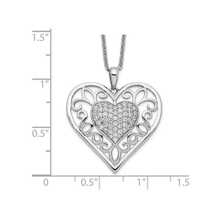 To My Daughter Heart Pendant Necklace in Sterling Silver with Synthetic Cubic Zirconia (CZ)s Image 4