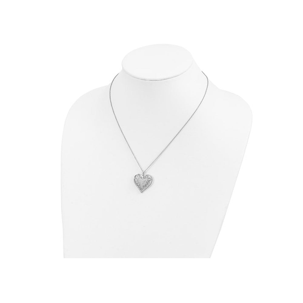 To My Daughter Heart Pendant Necklace in Sterling Silver with Synthetic Cubic Zirconia (CZ)s Image 4