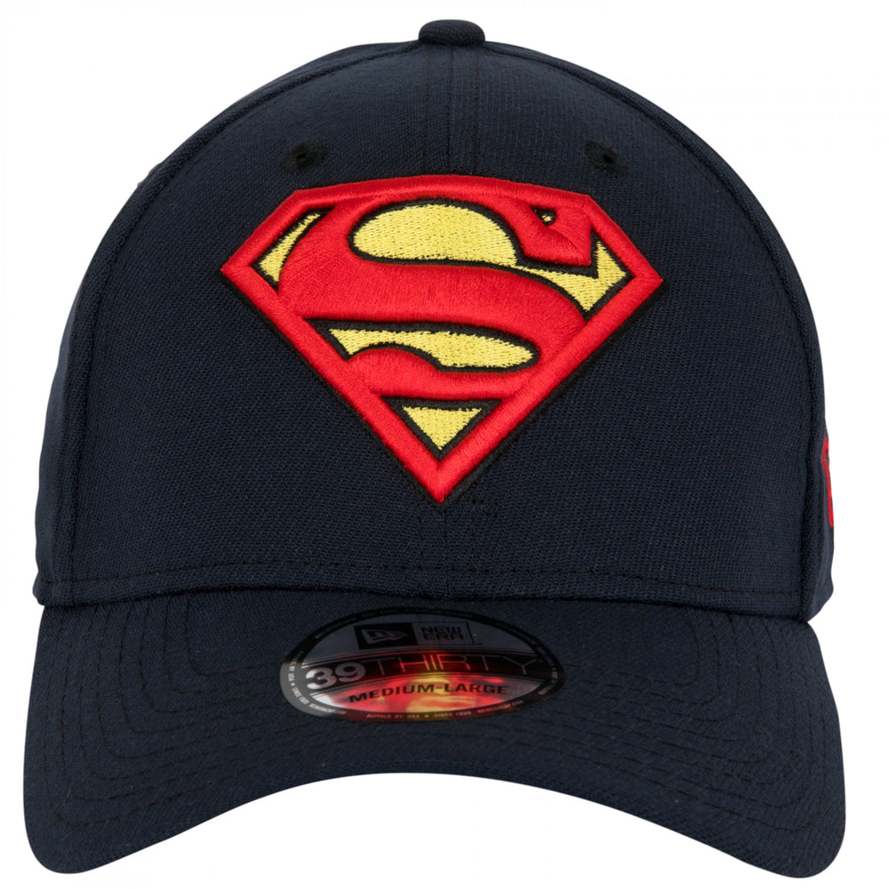 Superman Classic Symbol on Navy  Era 39Thirty Flex Fit Hat Image 2