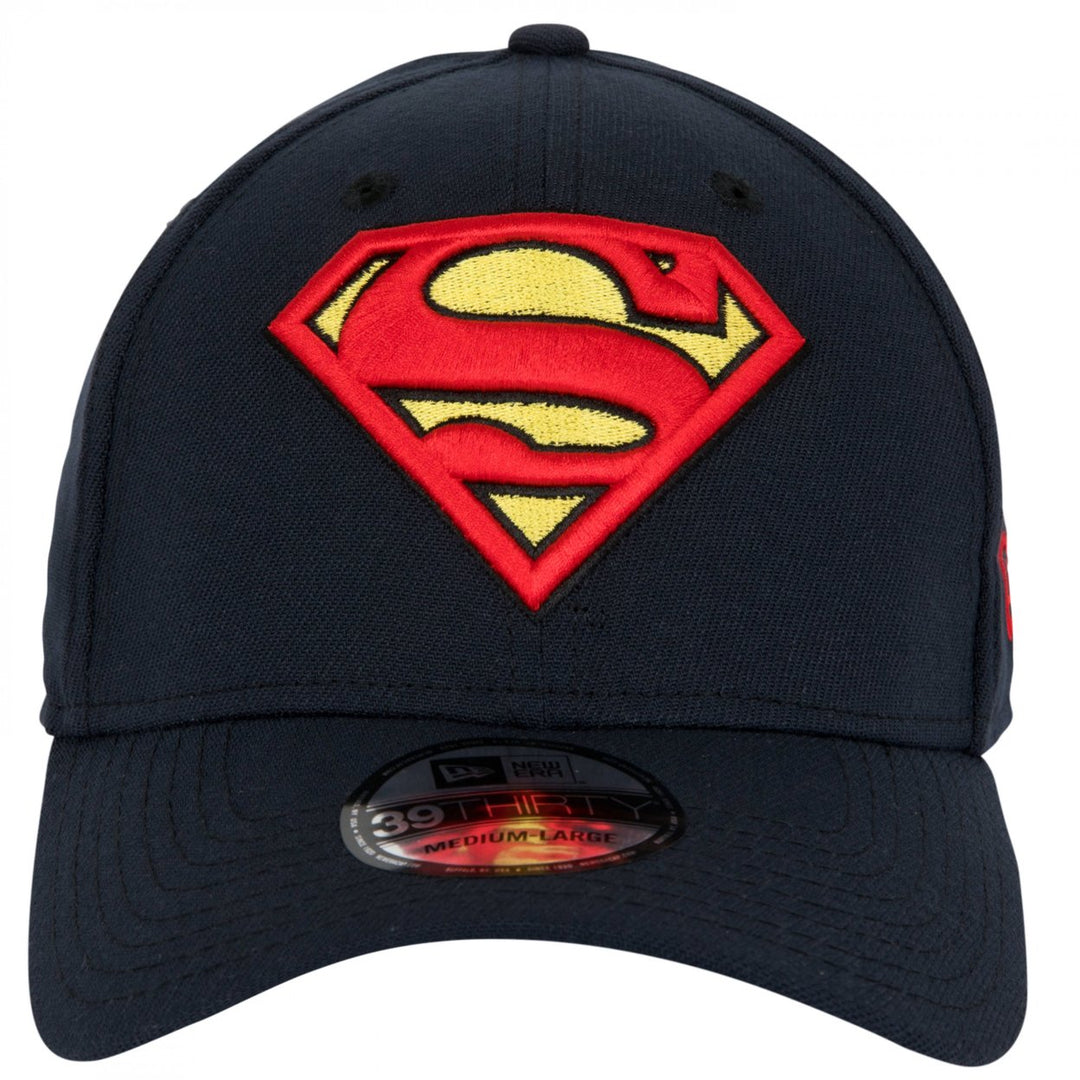 Superman Classic Symbol on Navy Era 39Thirty Flex Fit Hat Image 2