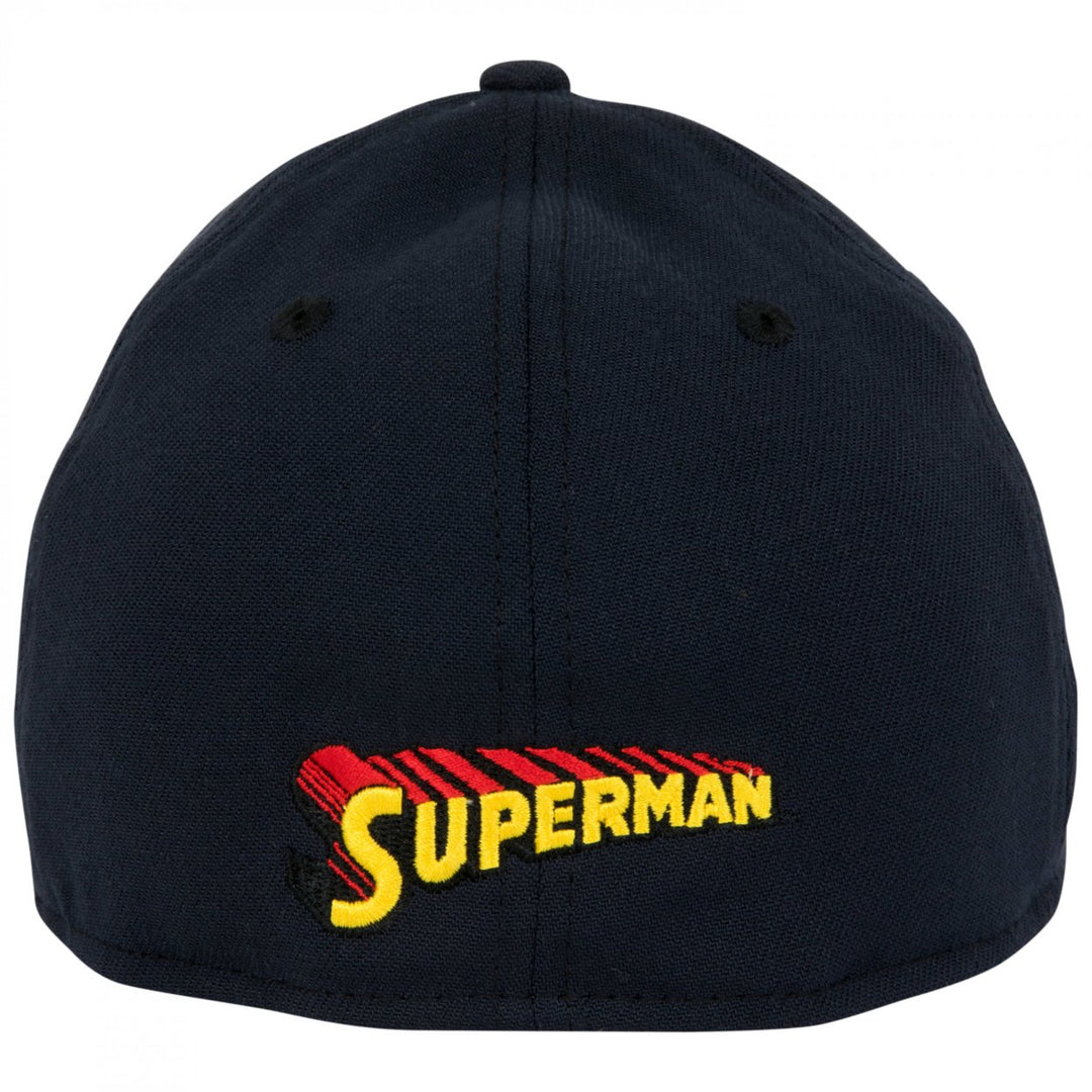 Superman Classic Symbol on Navy Era 39Thirty Flex Fit Hat Image 4