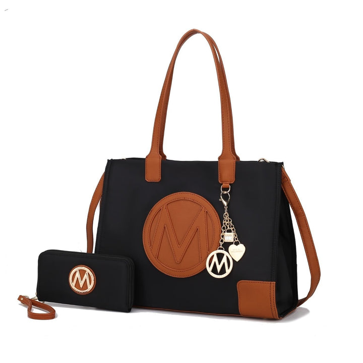 MKF Collection Louise Tote Bag and Wallet Set Nylon Multi-Functional Shoulder Bag Handbag Purse by Mia K. Image 4