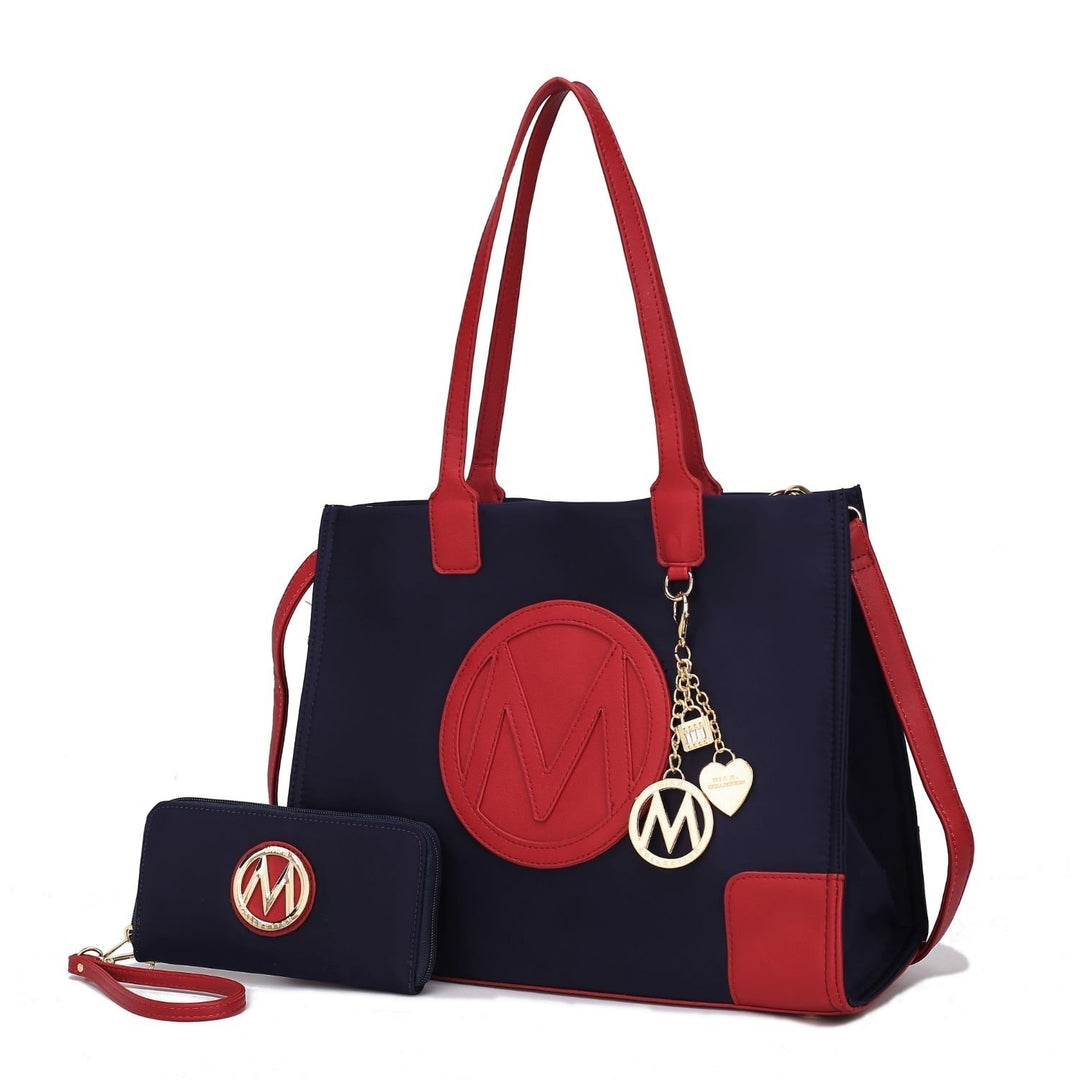 MKF Collection Louise Tote Bag and Wallet Set Nylon Multi-Functional Shoulder Bag Handbag Purse by Mia K. Image 9