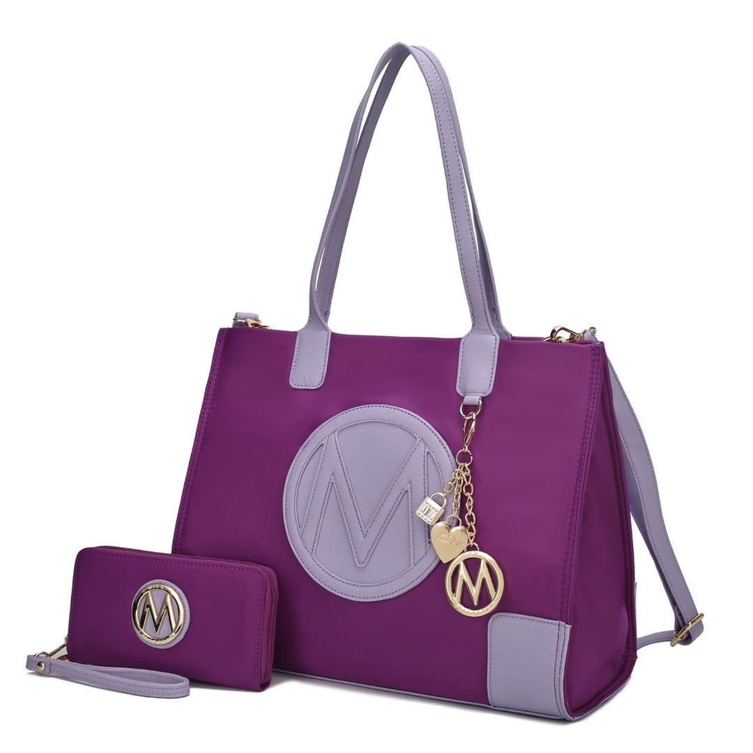 MKF Collection Louise Tote Bag and Wallet Set Nylon Multi-Functional Shoulder Bag Handbag Purse by Mia K. Image 3