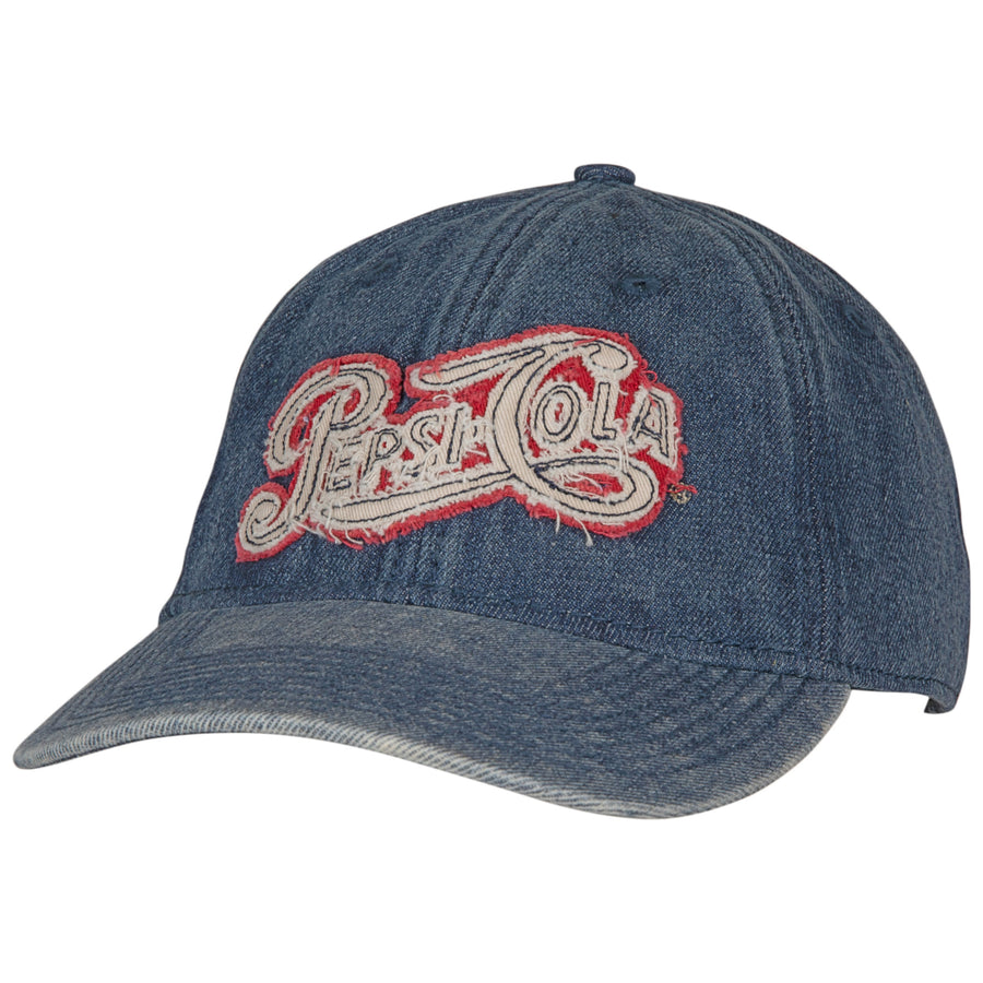 Pepsi Cola Text Acid Washed Denim Adjustable Dad Hat Image 1