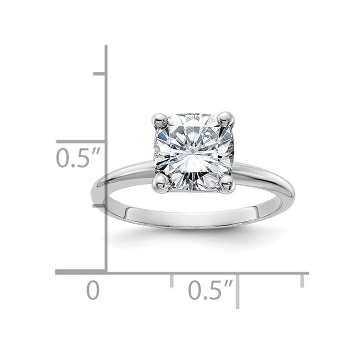 1.80 Carat (2 Ct. Look color D-E) Cushion-Cut Synthetic Moissanite Solitaire Engagement Ring 14K White Gold Image 4