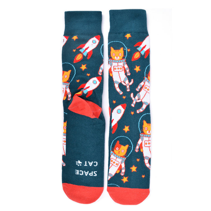 Funny Socks Space Kitty Socks Cat Novelty Socks Space Camp Cat Socks Image 4