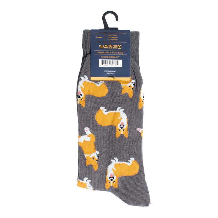 Corgis Dog Fun Socks Mens Dancing Dog Novelty Socks Funny Socks Dad Gifts Cool Socks Funny Groomsmen Grey Image 3