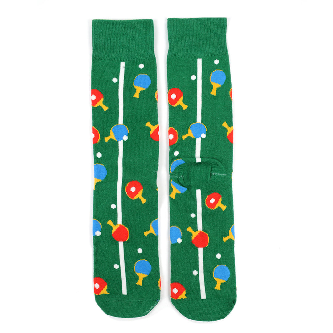Ping Pong Socks Funny Mens Socks Great Gift for Ping Pong Lovers Novelty Socks Green Colorful Paddles Fun Socks Image 6