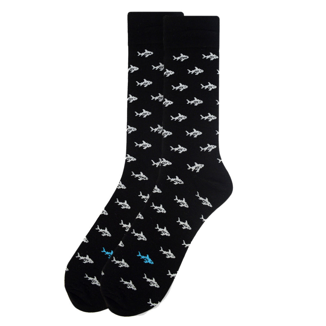 Men's Shark Novelty Socks Outdoor Fun Ocean Beach Cruise Vacation Gift for Dad Sharks Everywhere Socks Image 1