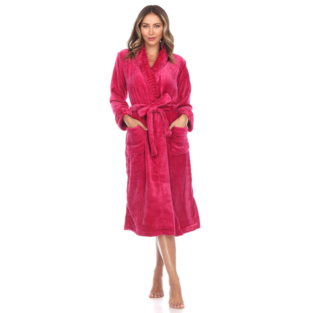 White Mark Womens Cozy Lounge Robe Soft Plush with Pockets Multiple Colors Sizes Image 1