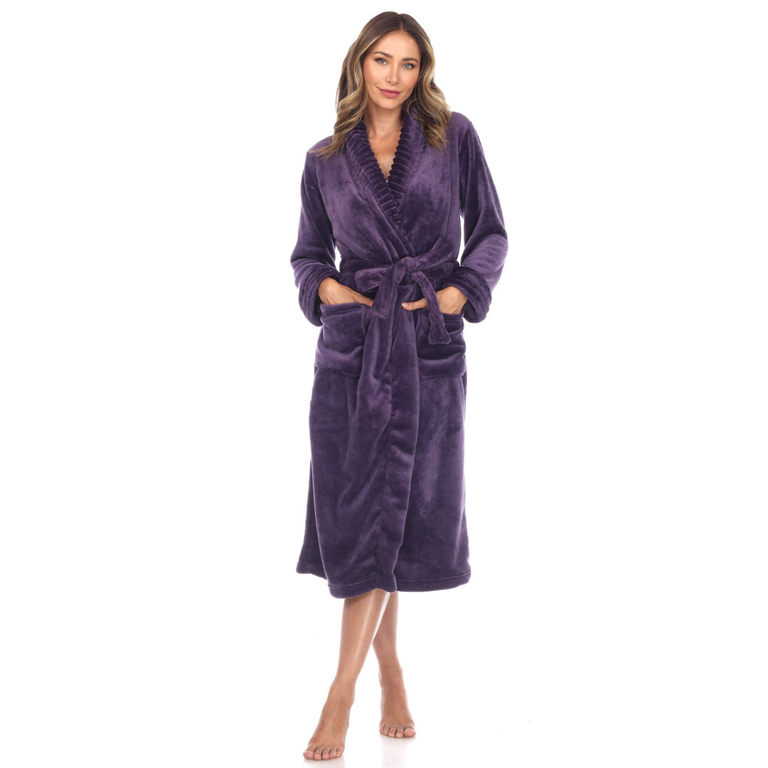 White Mark Womens Cozy Lounge Robe Soft Plush with Pockets Multiple Colors Sizes Image 1