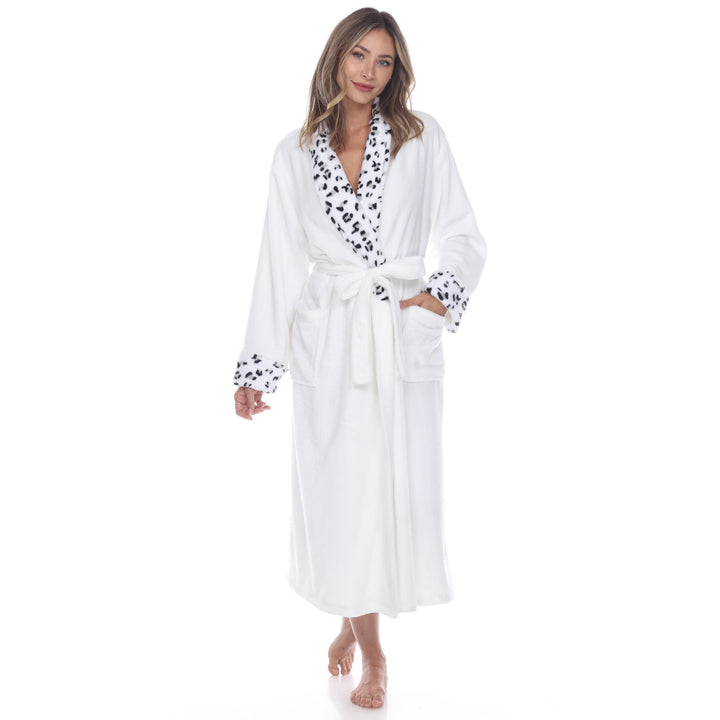 White Mark Womens Cozy Lounge Robe Soft Plush with Pockets Multiple Colors Sizes Image 1