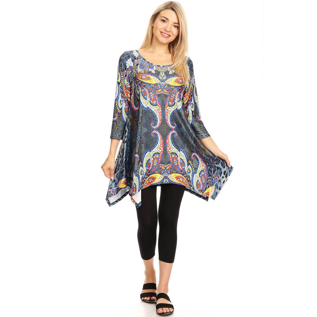 White Mark Womens Multi-Color Tunic Top Image 1