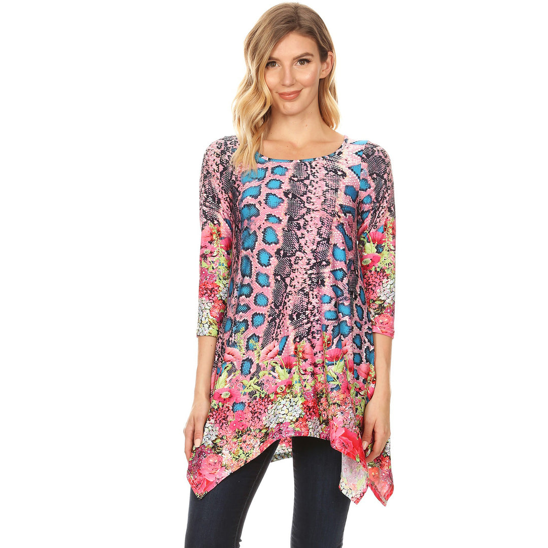 White Mark Womens Tunic Top Multi-Color 3/4 Sleeve Polyester Spandex Sizes S-6X Image 7