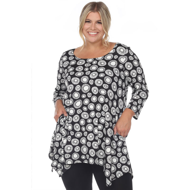 White Mark Womens Geometric Circle Tunic Top Printed 95% Polyester Sizes S-3X Image 3