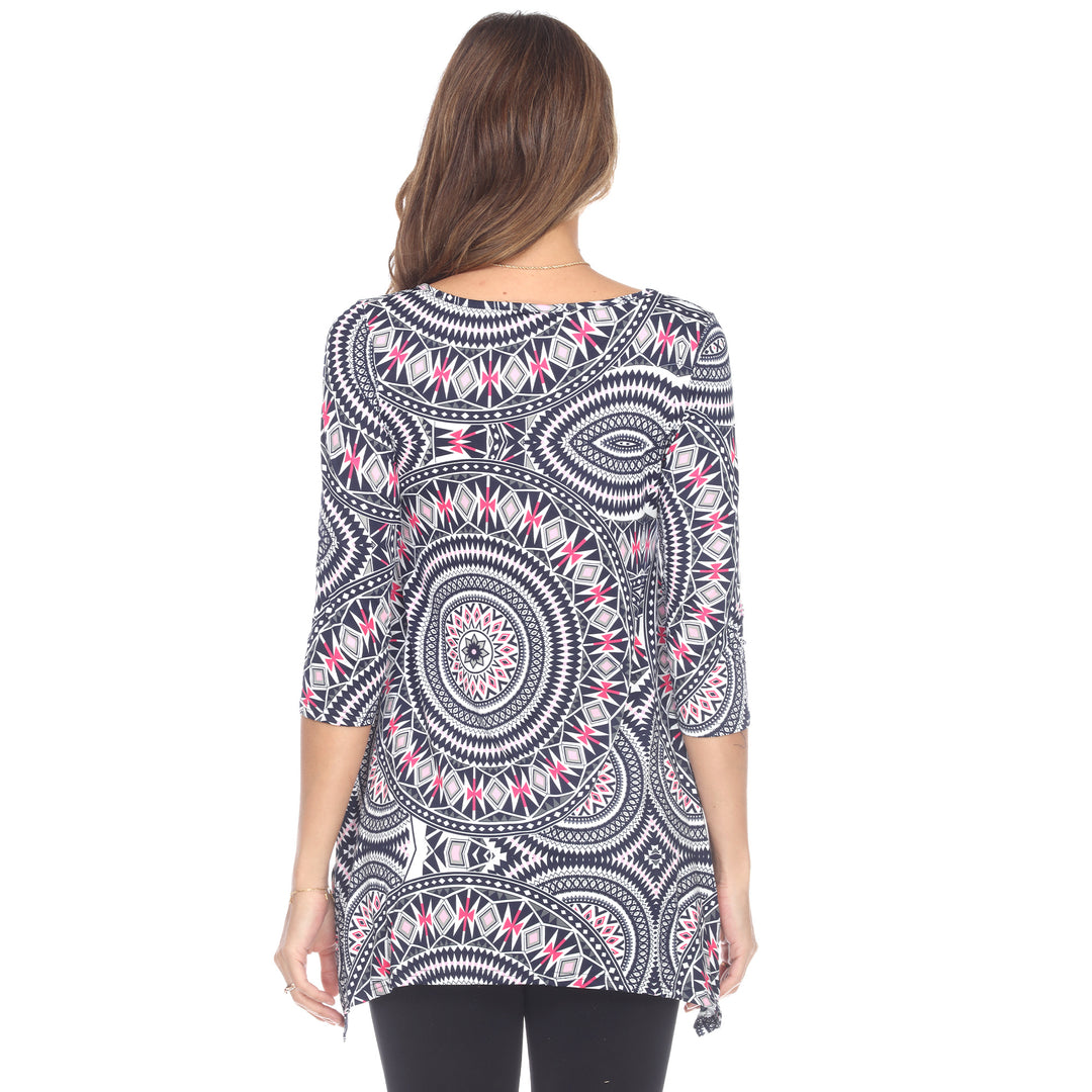 White Mark Womens Maji Tunic Top White Size S M L XL 1X 2X 3X Casual Print Image 2