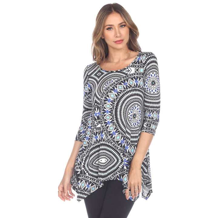 White Mark Womens Maji Tunic Top White Size S M L XL 1X 2X 3X Casual Print Image 1