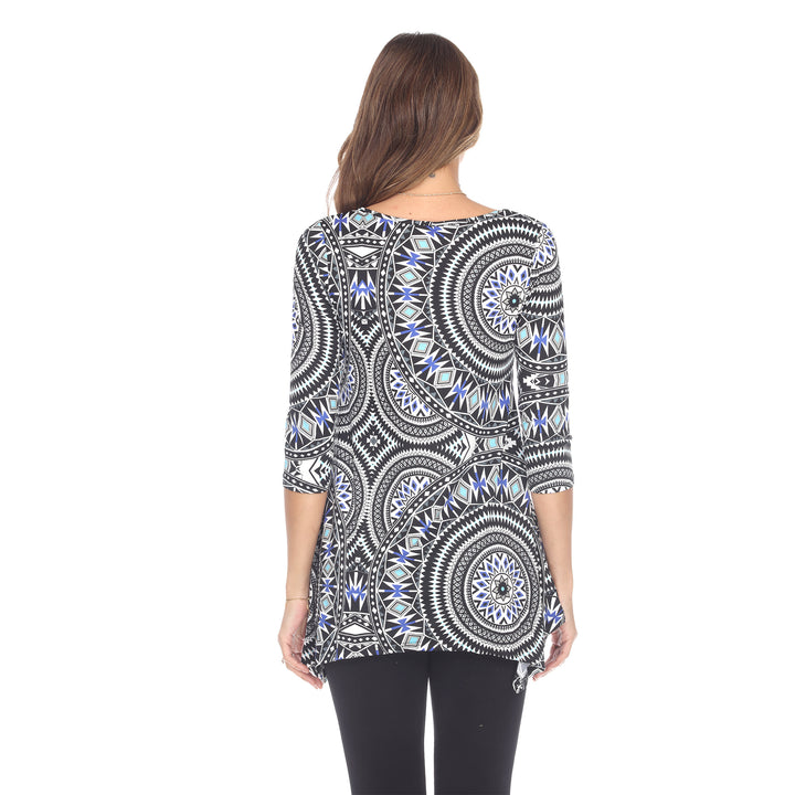 White Mark Womens Maji Tunic Top White Size S M L XL 1X 2X 3X Casual Print Image 4