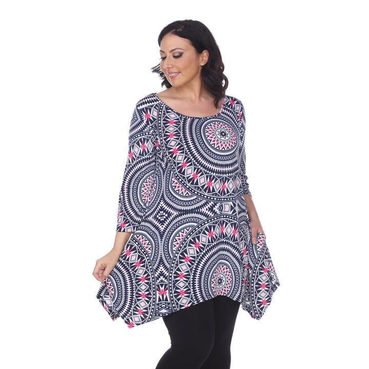 White Mark Womens Maji Tunic Top White Size S M L XL 1X 2X 3X Casual Print Image 3