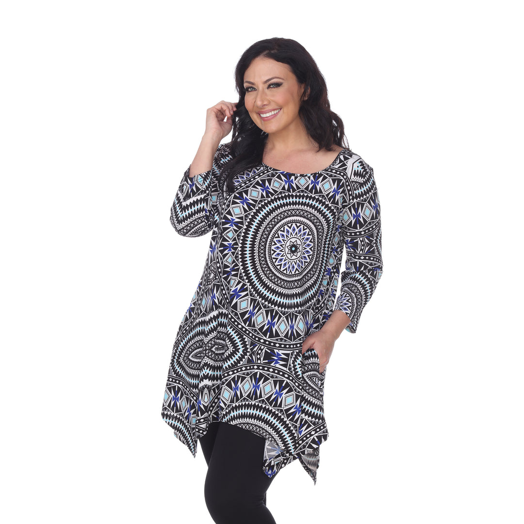 White Mark Womens Maji Tunic Top White Size S M L XL 1X 2X 3X Casual Print Image 6