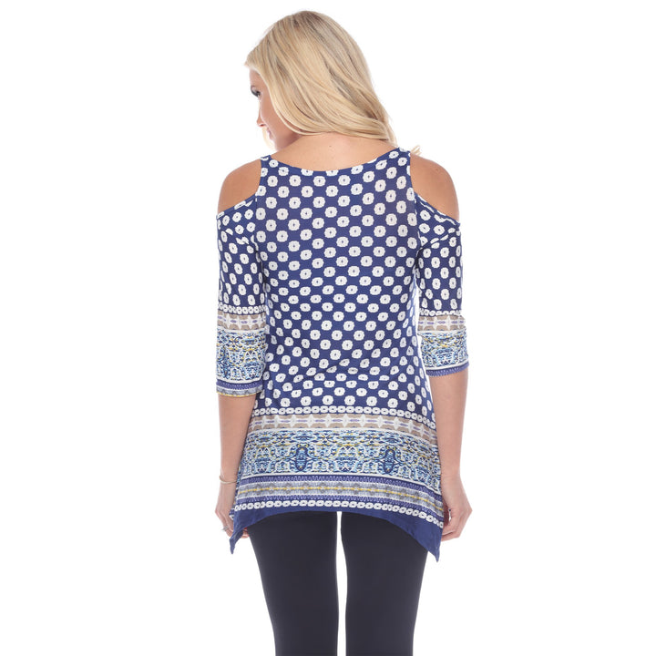 White Mark Womens Cold Shoulder Tunic Top Printed with Pockets Size S-3X Image 4